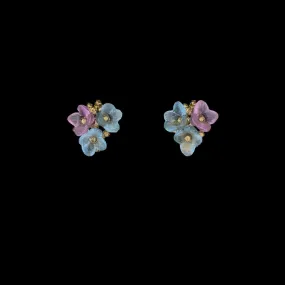 Hydrangea Teller Blue Earrings - Petite Post