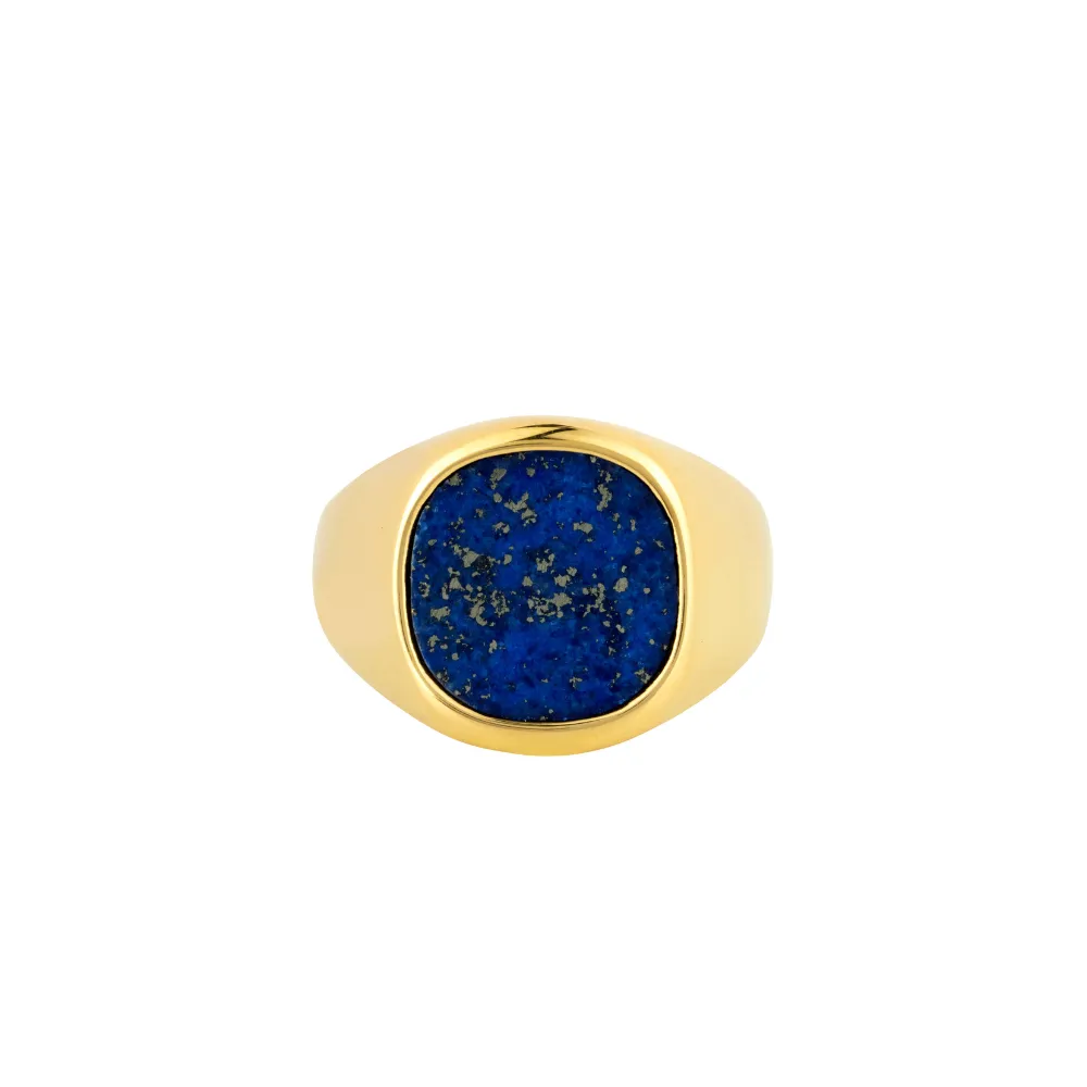 Large Blue Lapis Lazuli Signet Ring - Silver