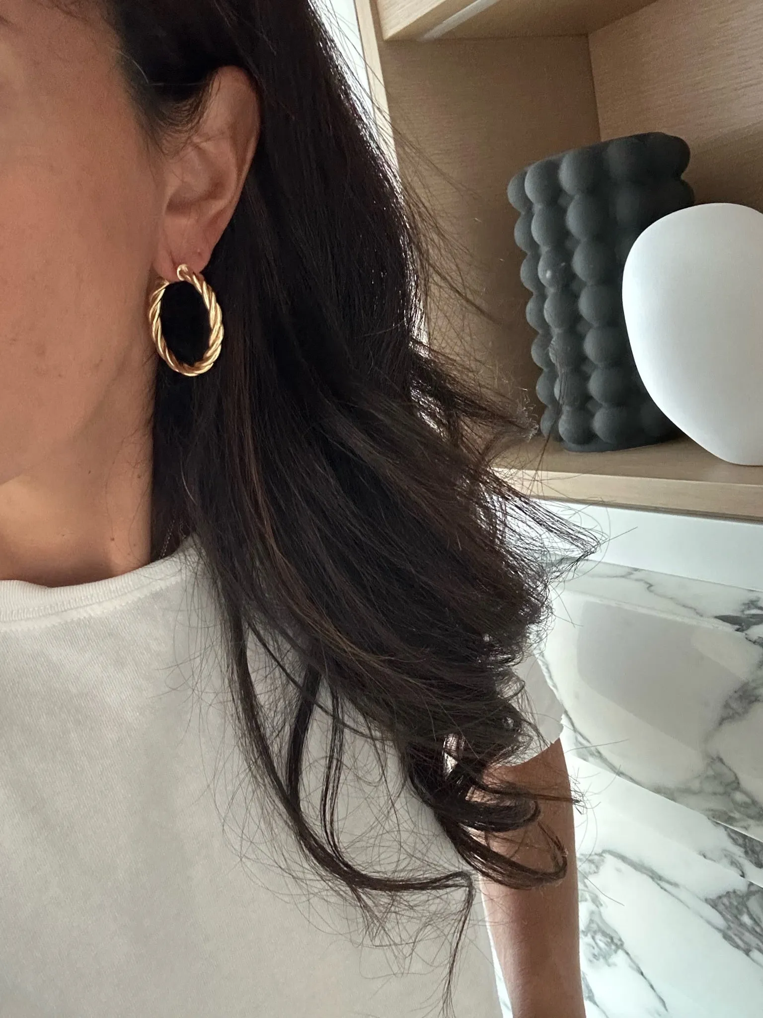 Large Gold Twisted Hoop Earrings