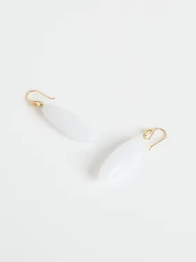 Long Berry Earrings in 14k Yellow Gold with White Chalcedony