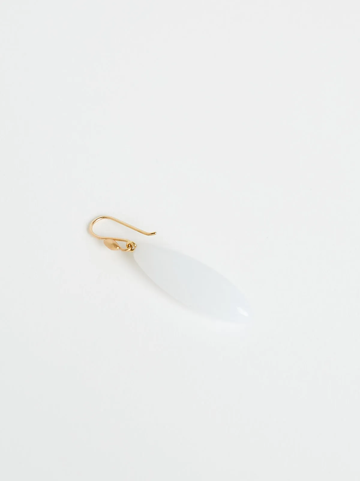 Long Berry Earrings in 14k Yellow Gold with White Chalcedony