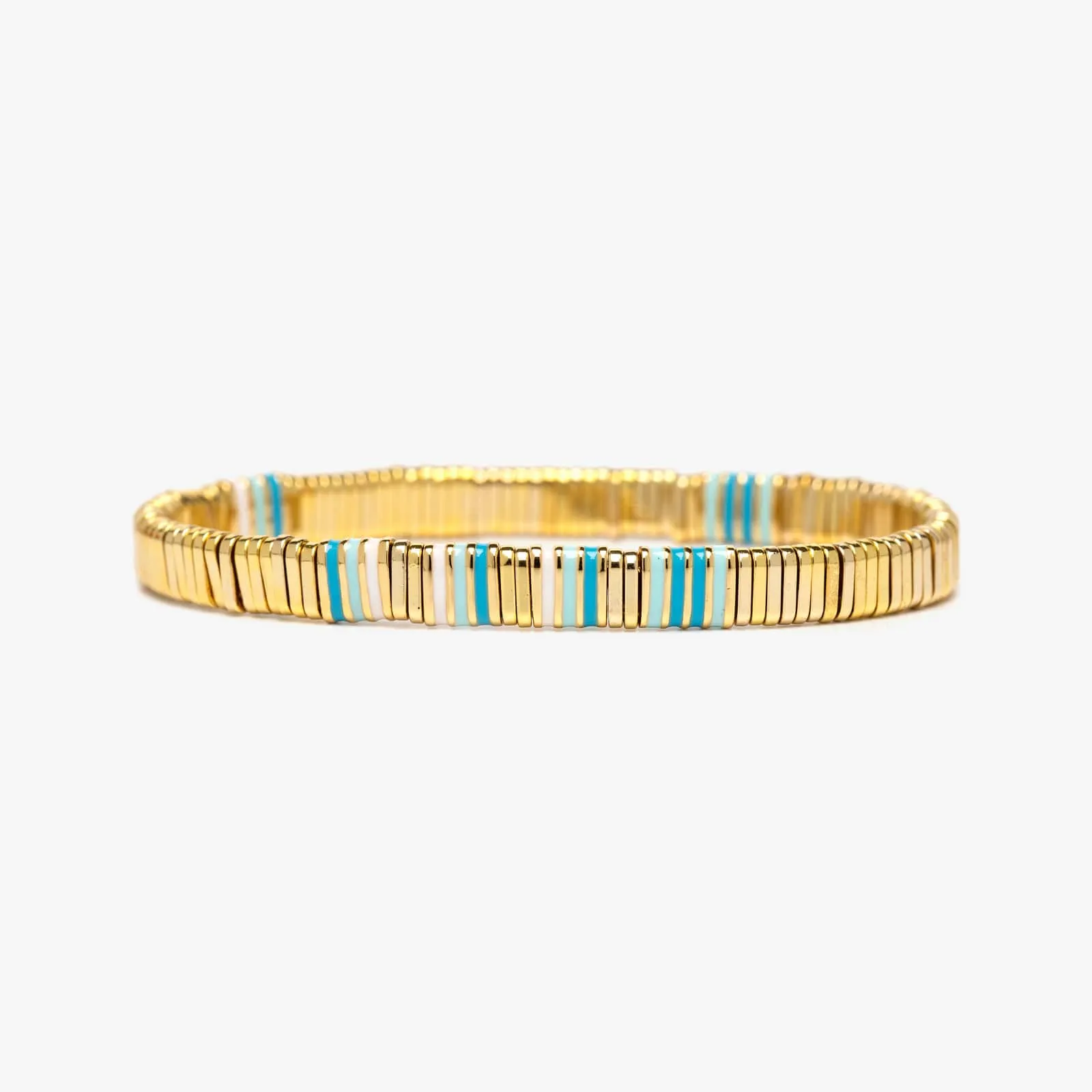 Metal and Enamel Gold Stretch Bracelet