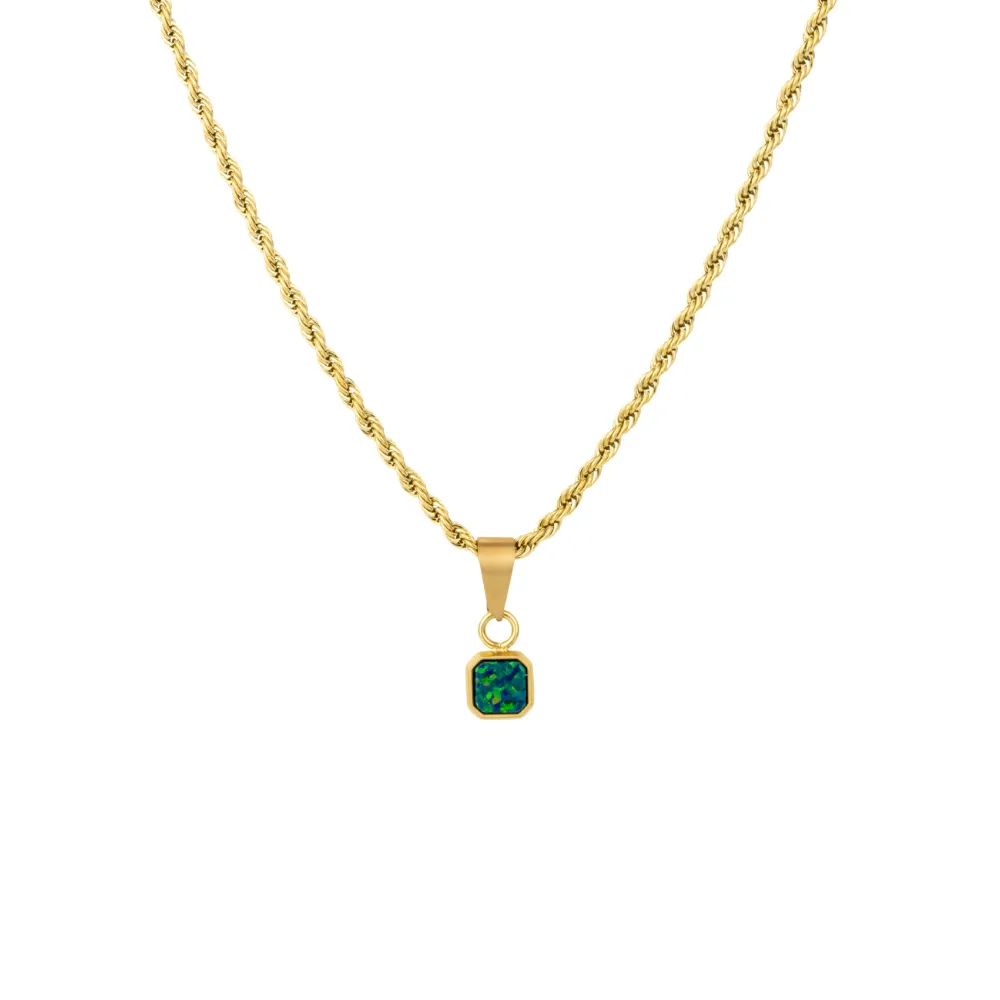 Mini Green & Gold Opal Pendant