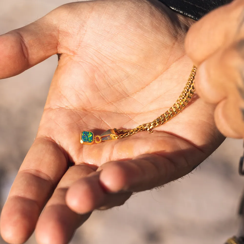 Mini Green & Gold Opal Pendant