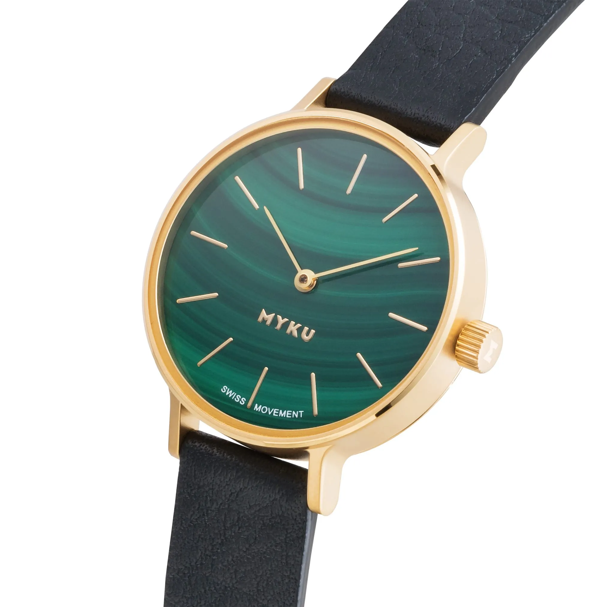 MYKU Malachite Gold 32mm Watch