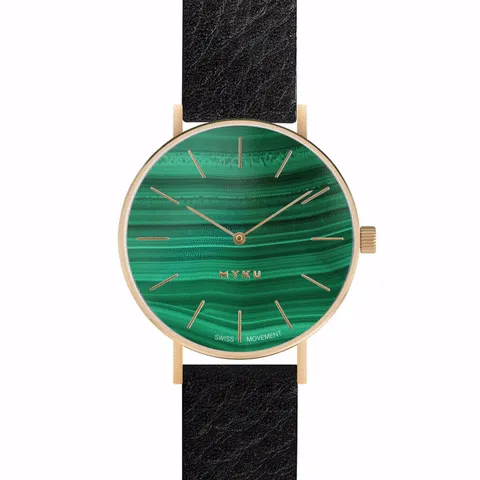 MYKU Malachite Gold 38mm Watch