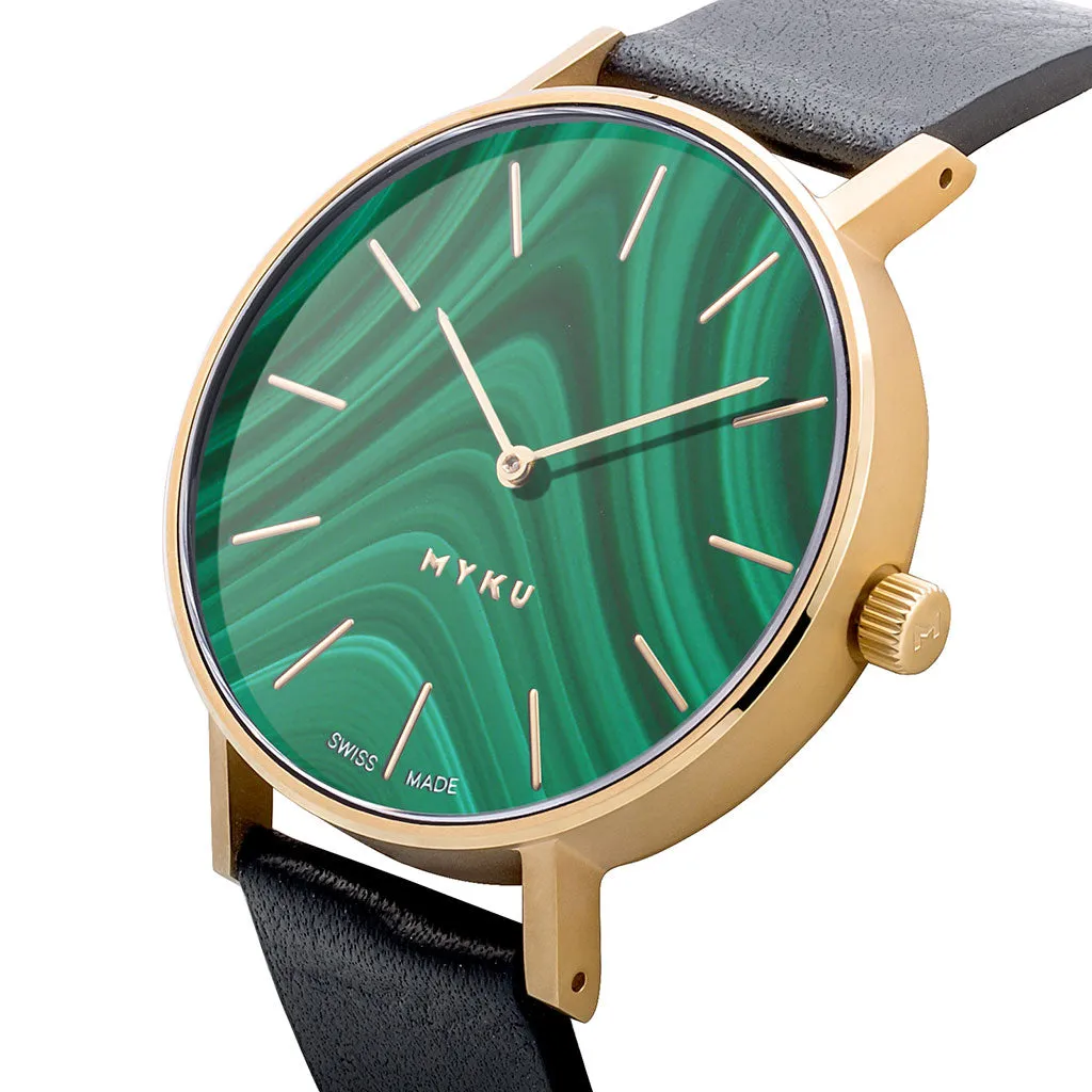 MYKU Malachite Gold 38mm Watch