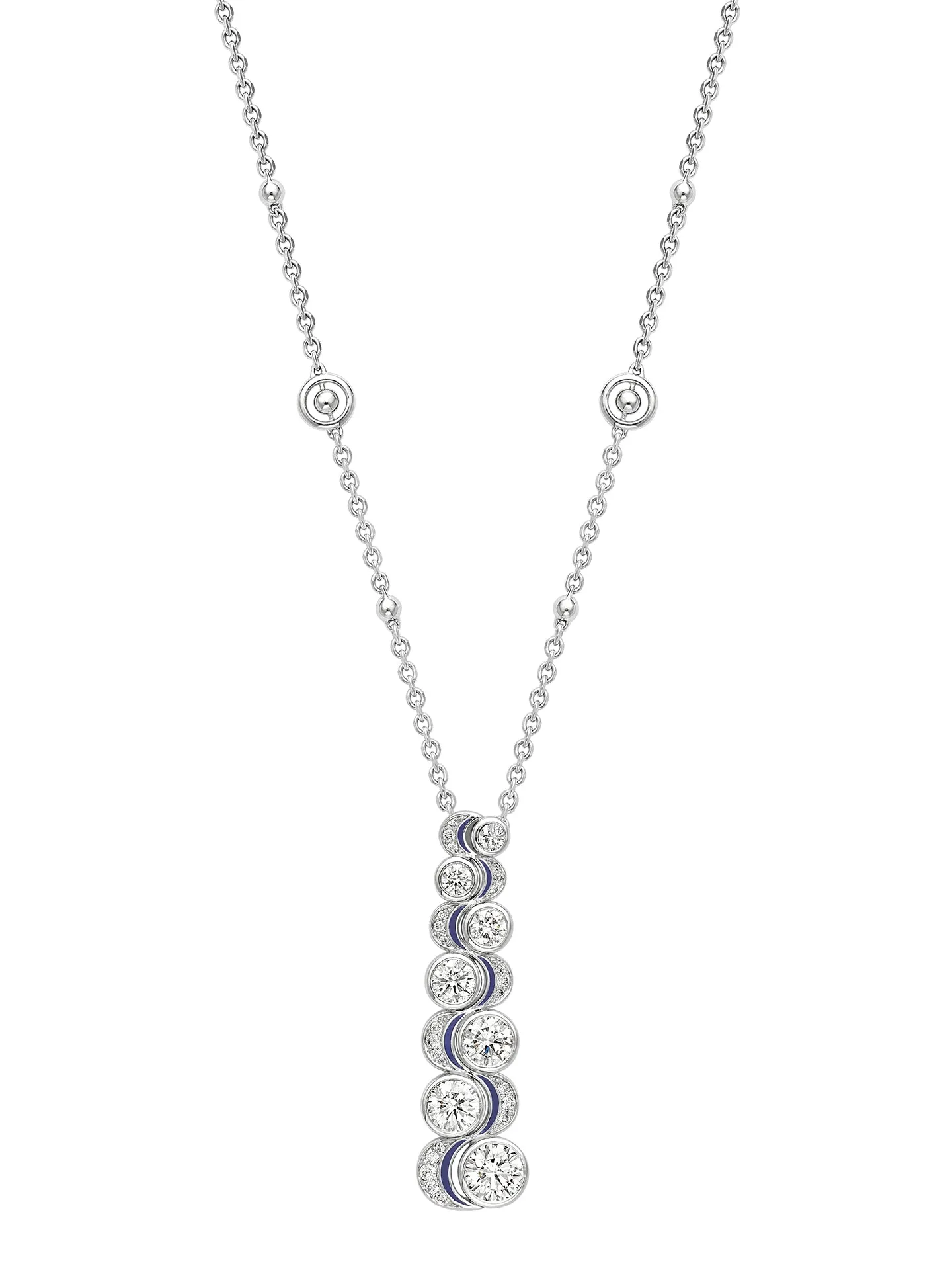 Over the Moon Diamond Enamel Platinum Pendant