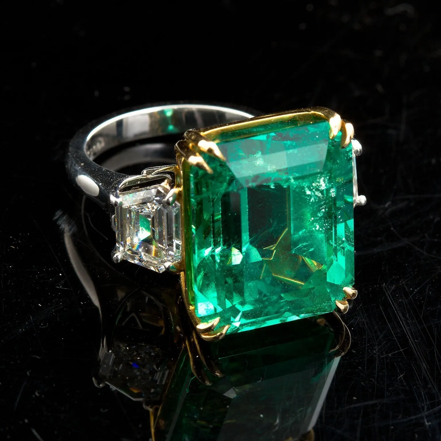 PATRICE Large Colombian Emerald Engagement Ring