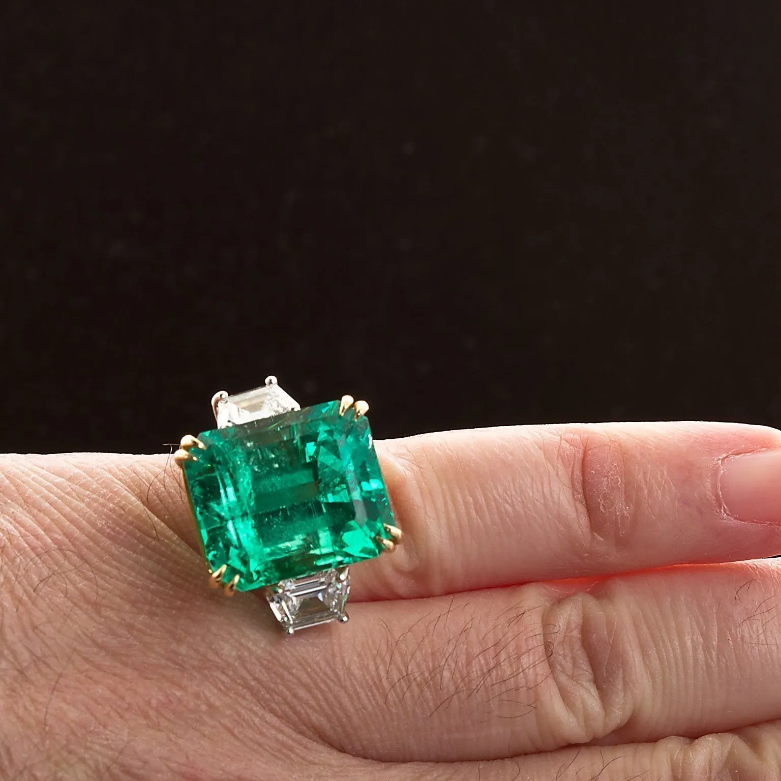 PATRICE Large Colombian Emerald Engagement Ring