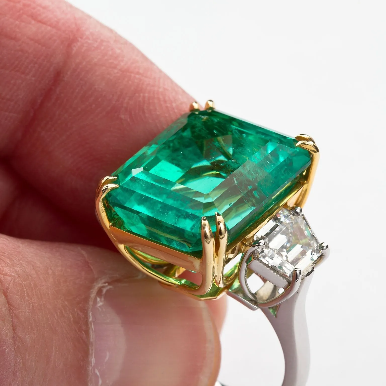 PATRICE Large Colombian Emerald Engagement Ring