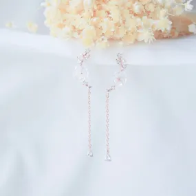 Rose Gold Sakura Dangling Earrings