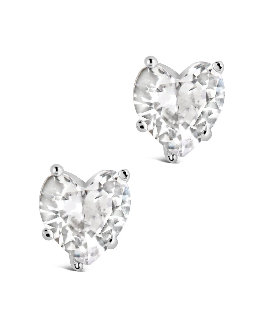 Sterling Silver 5mm Heart CZ Stud Earrings