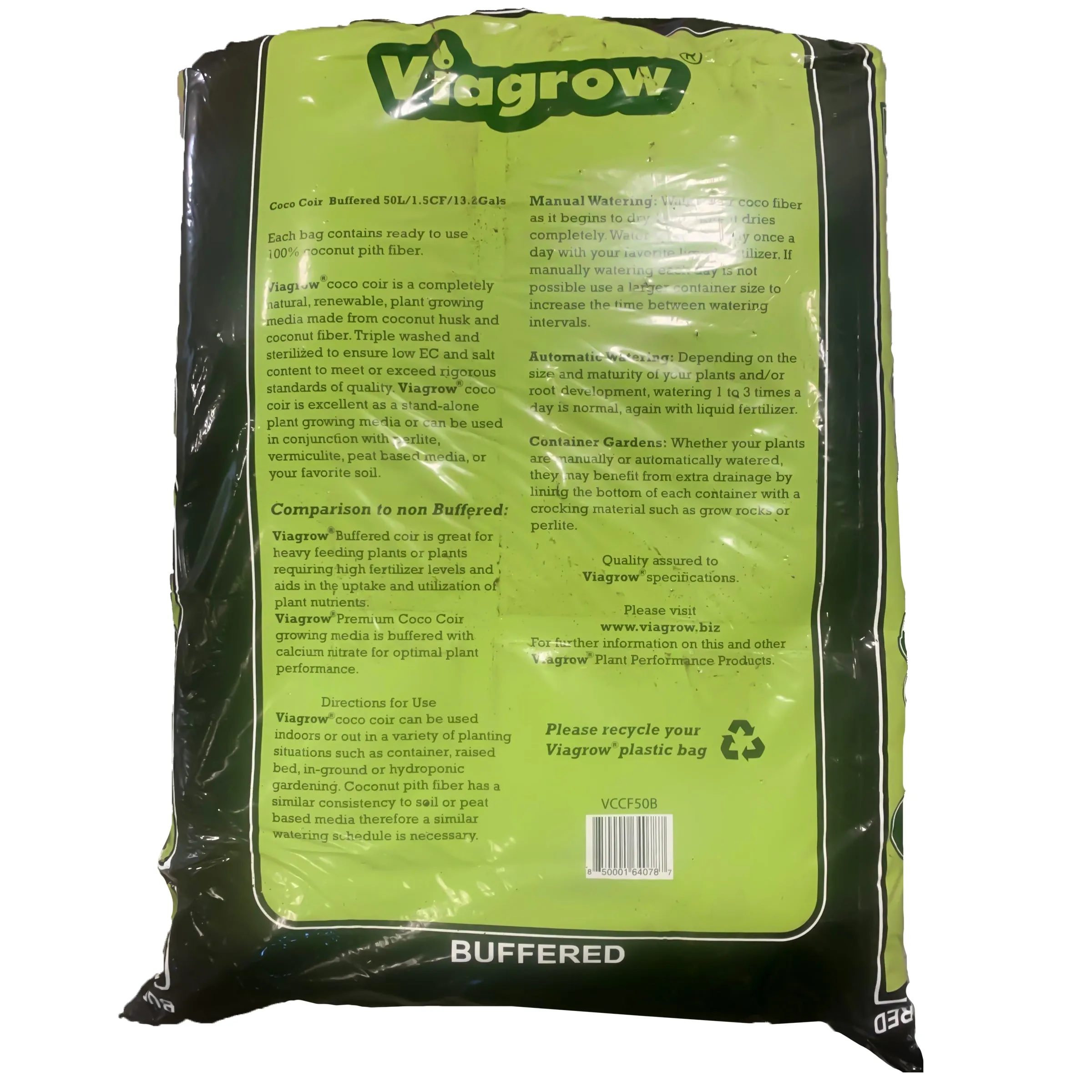 Viagrow 50L Buffered Coconut Coir Soilless Grow Media Bag, Loose ( Pallet of 90)