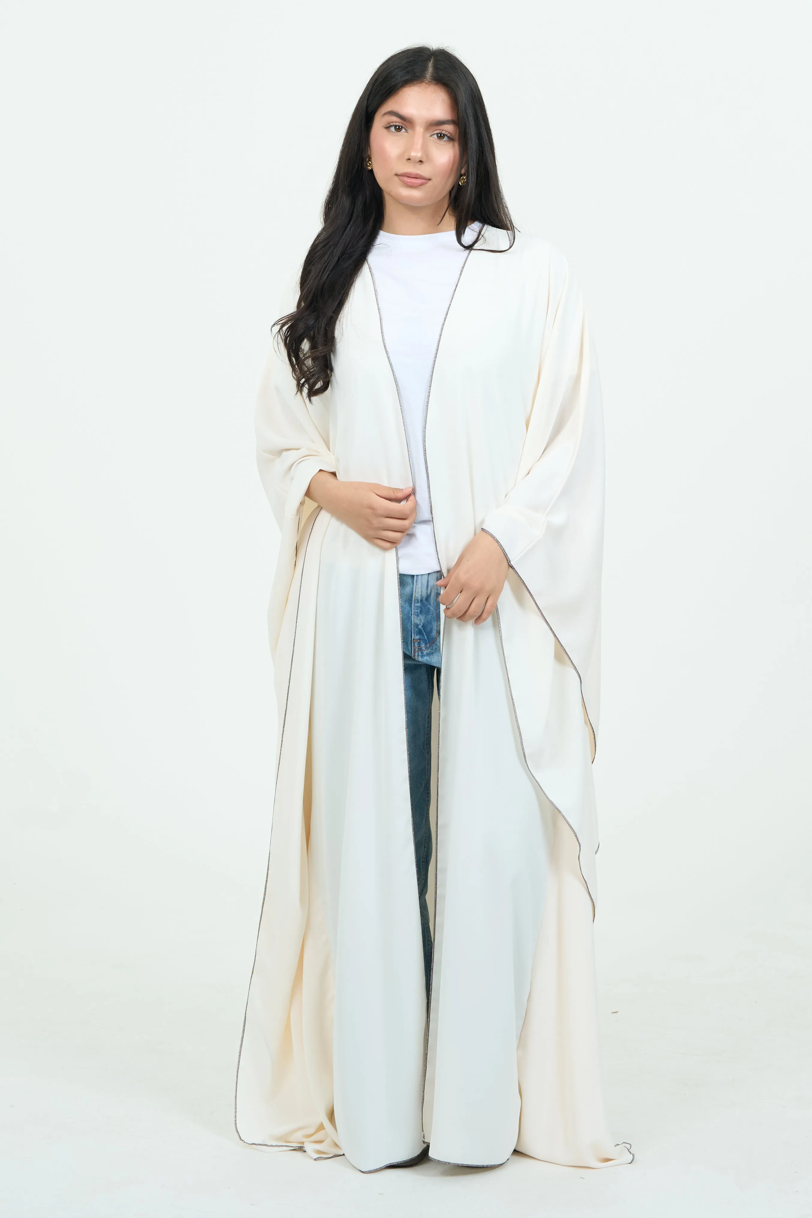 White Abaya With Sleeves