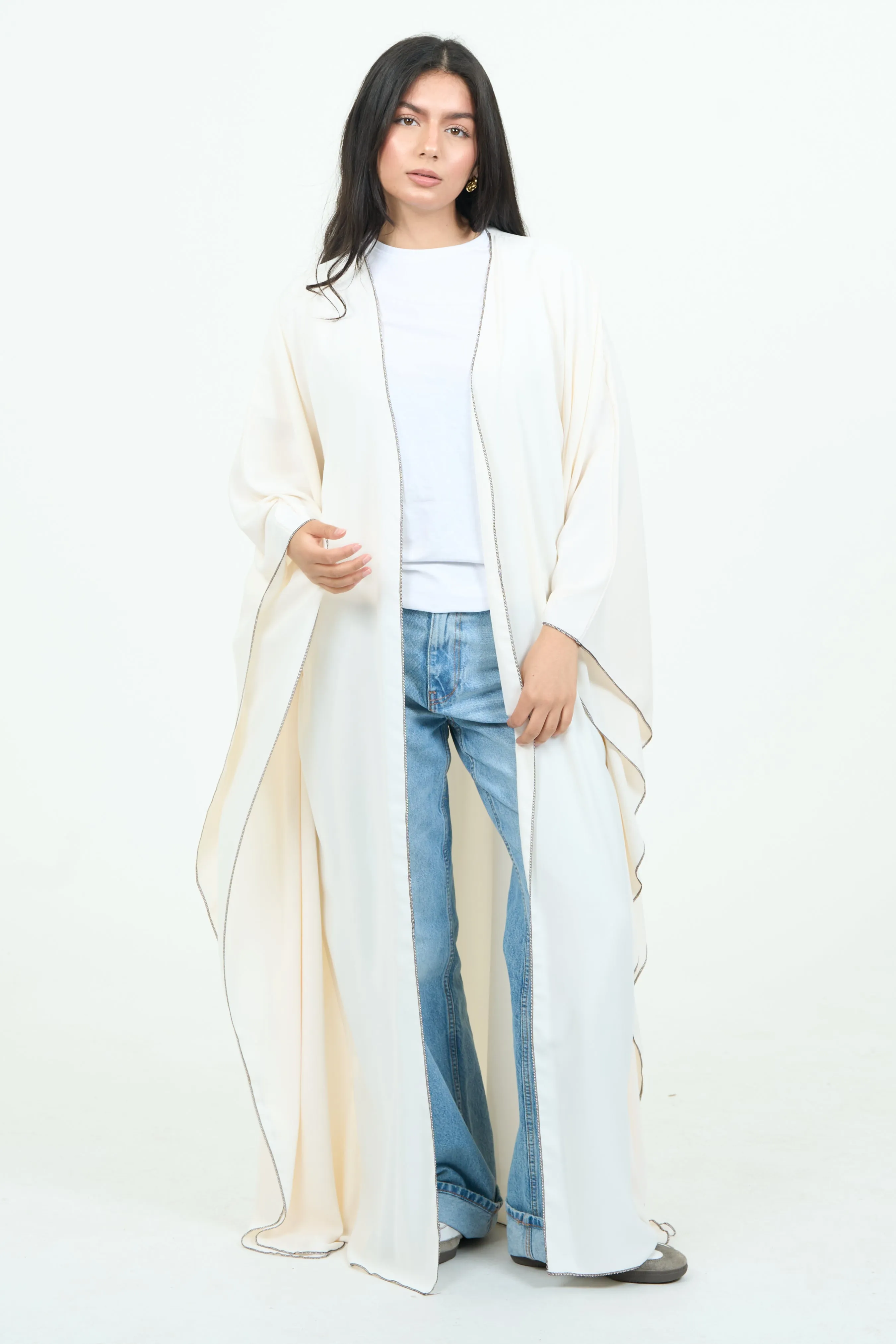 White Abaya With Sleeves