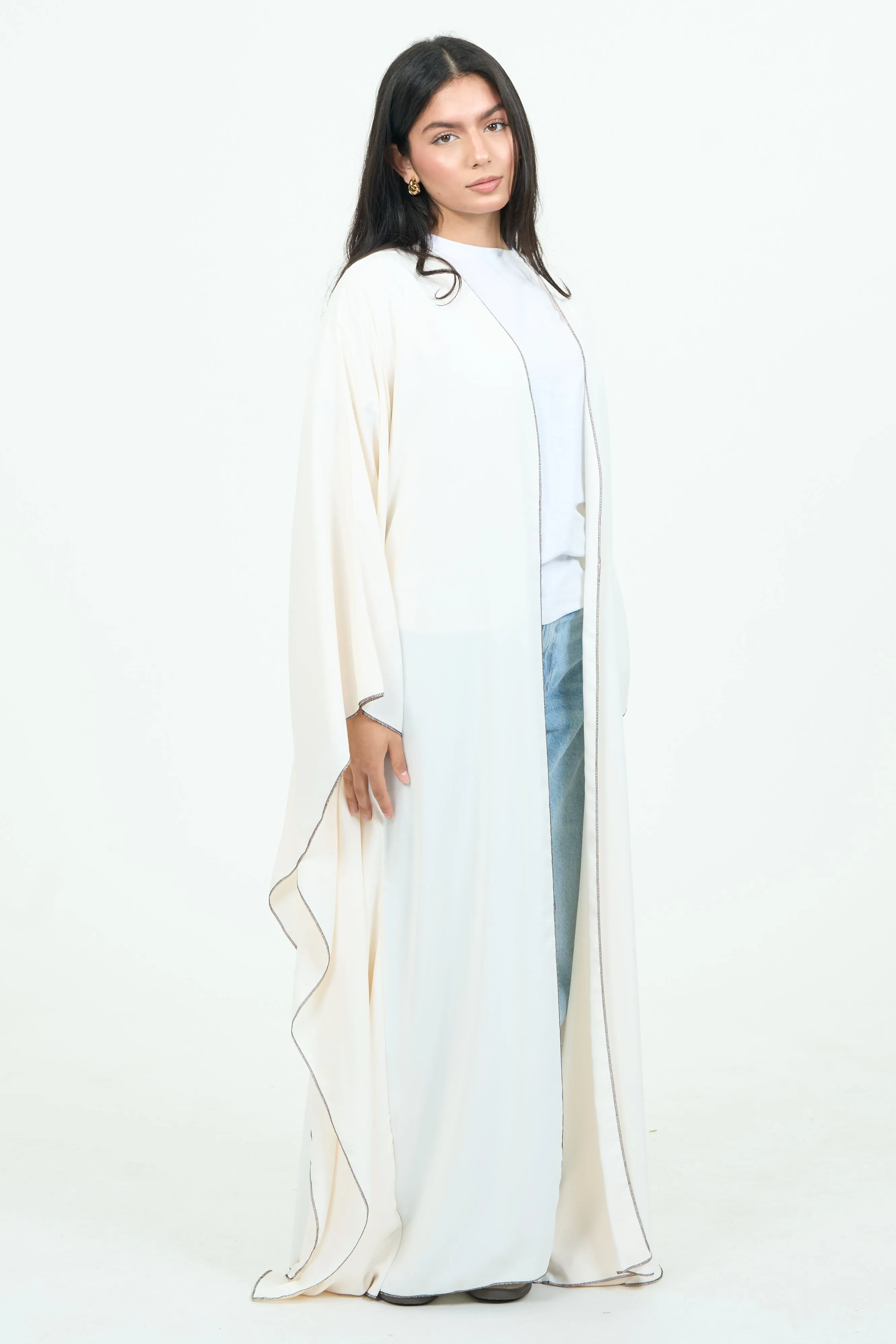 White Abaya With Sleeves