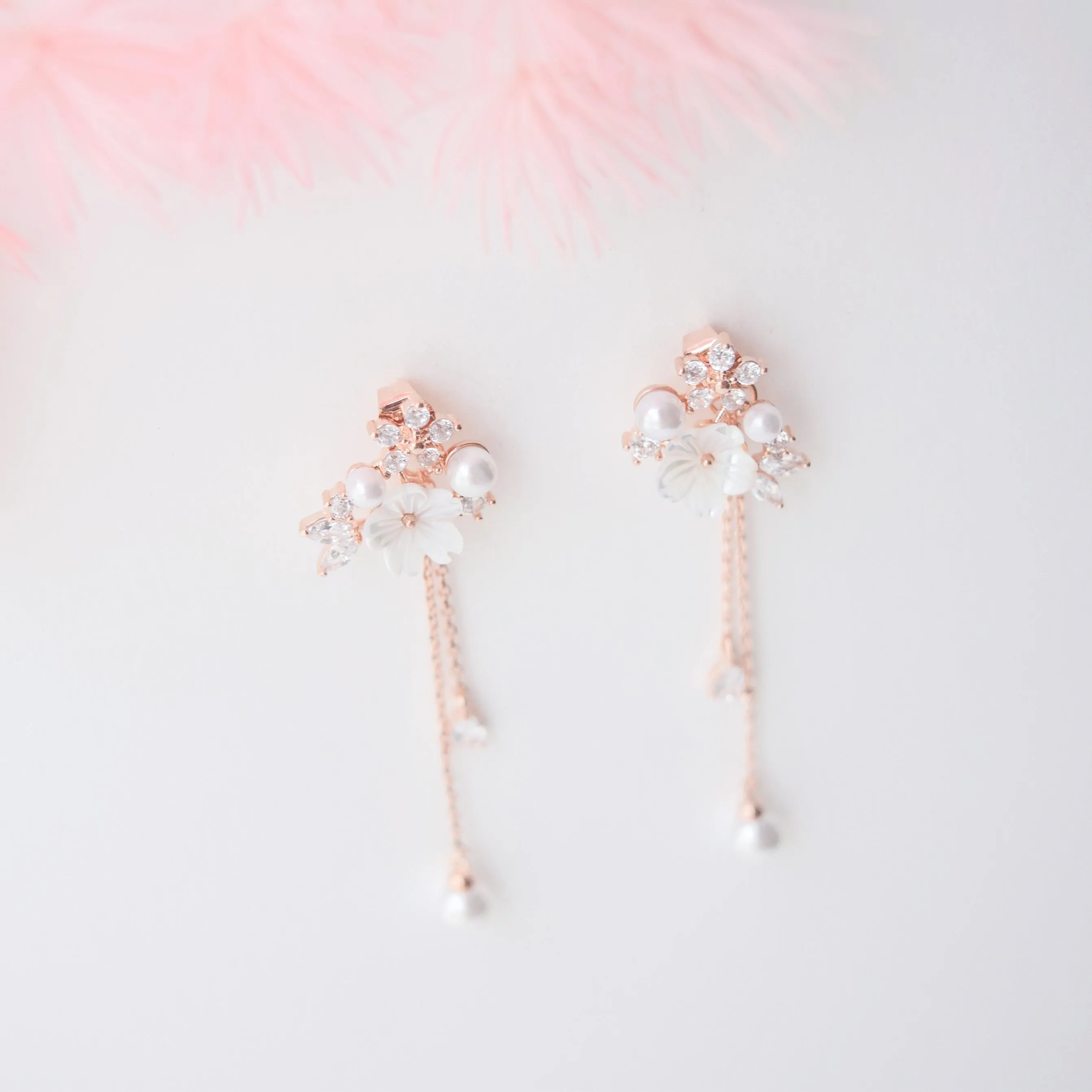 White Sakura Blushing Earrings