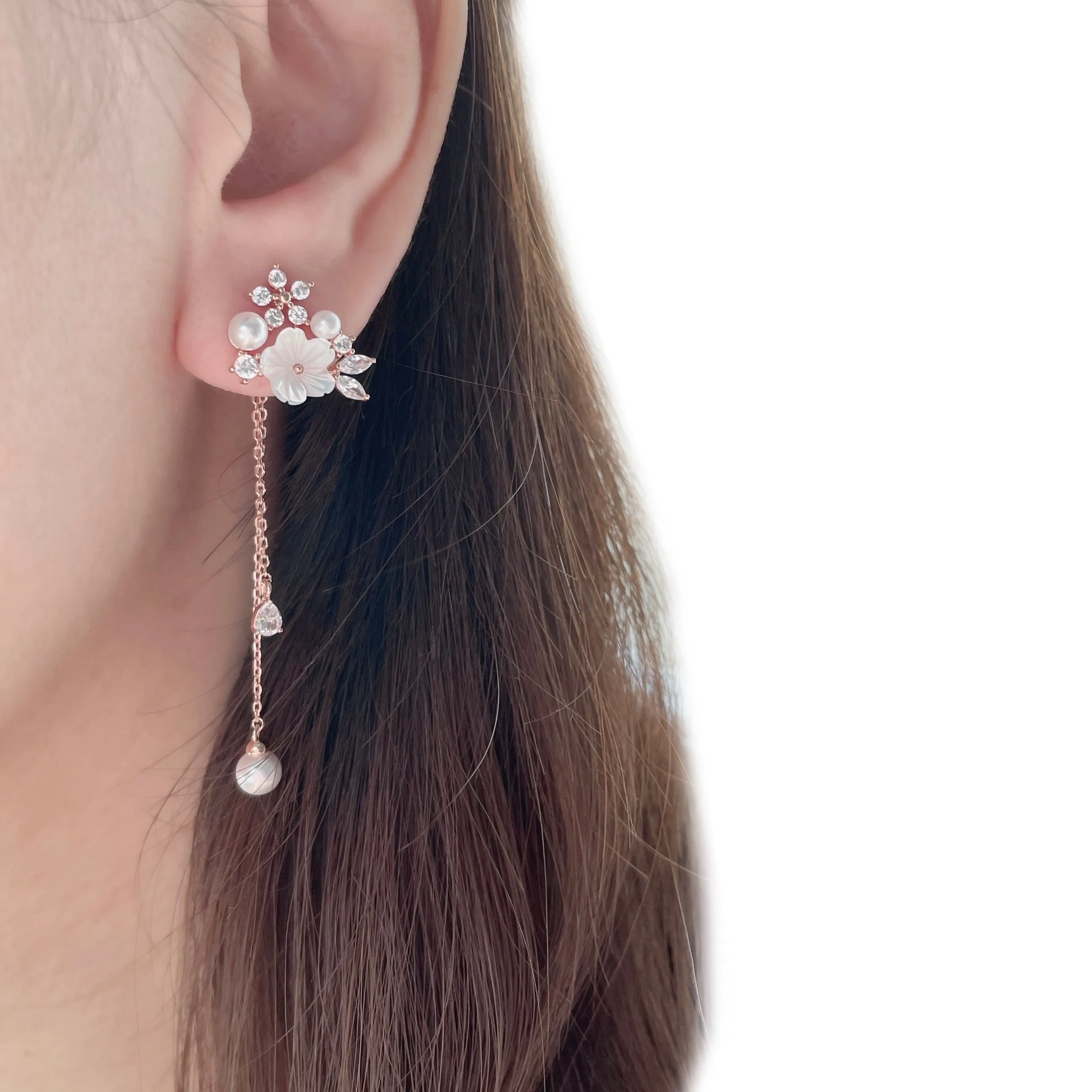 White Sakura Blushing Earrings