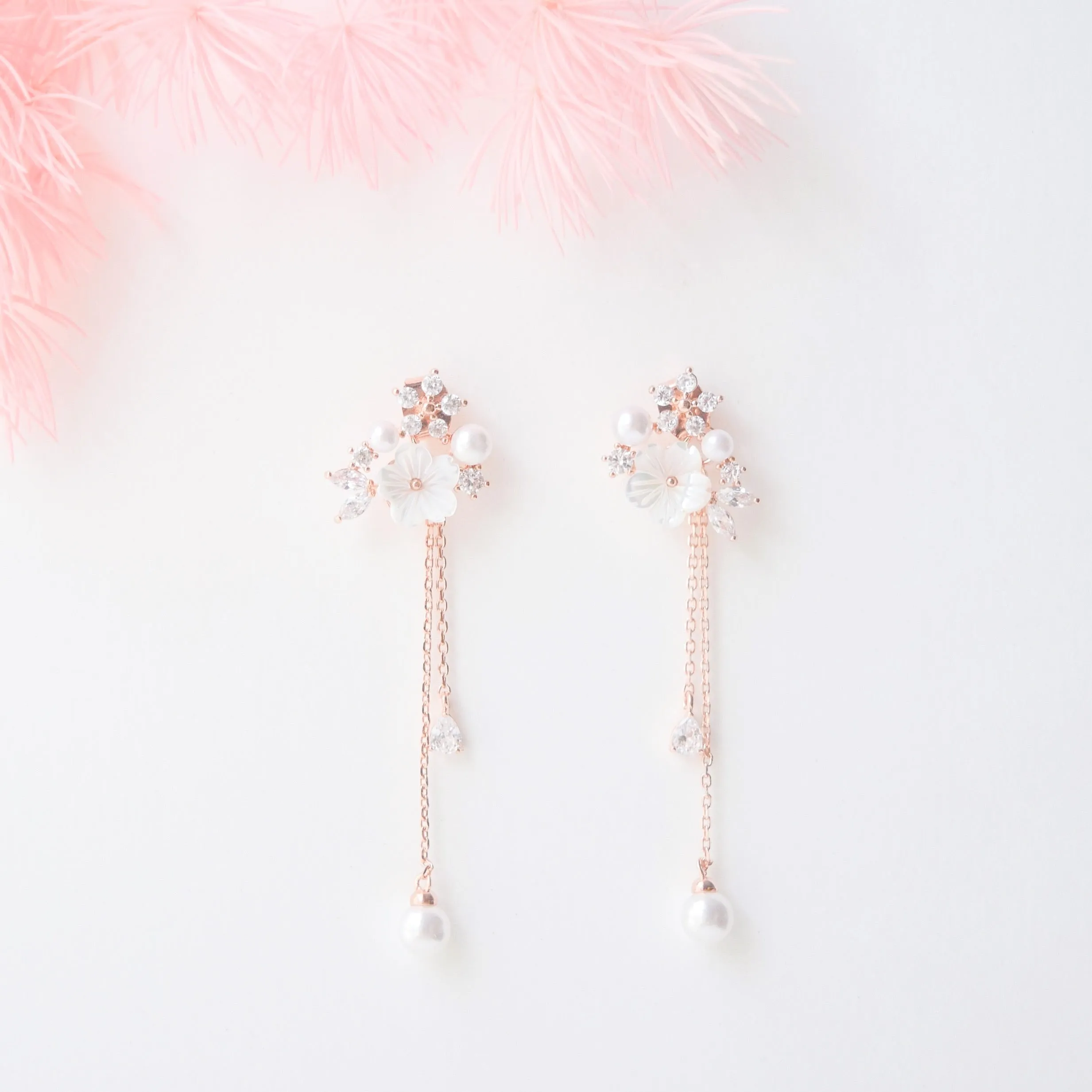 White Sakura Blushing Earrings