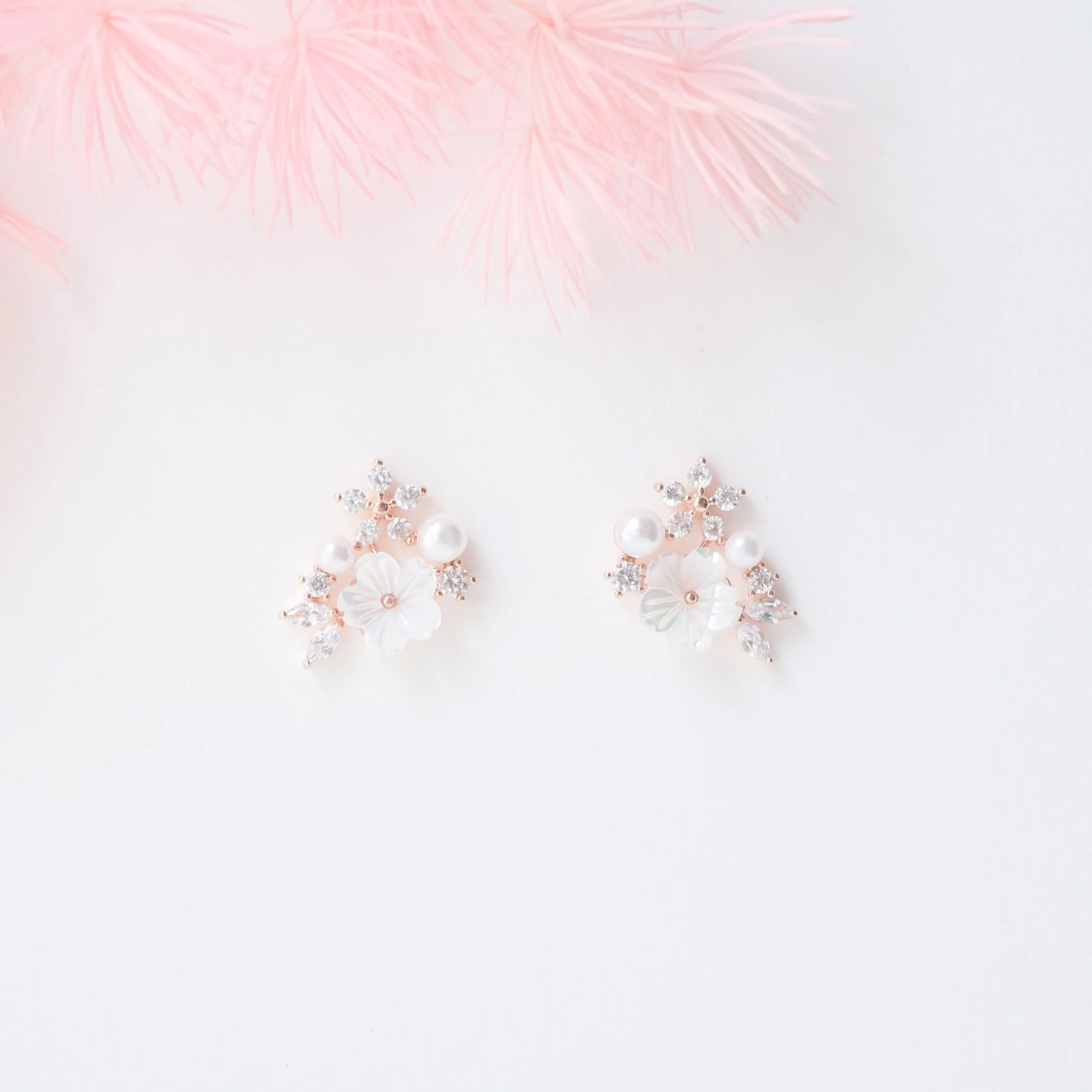 White Sakura Blushing Earrings