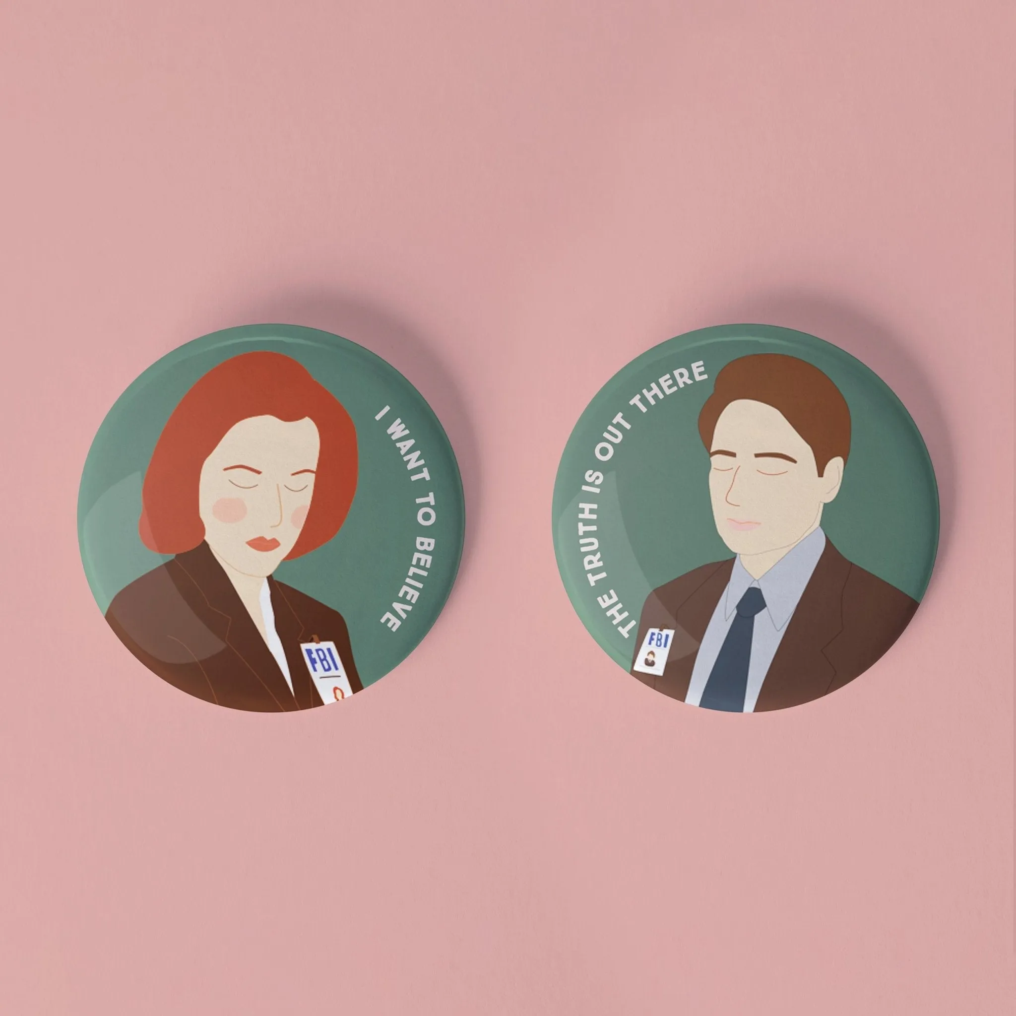 X-Files pinback buttons Set of 2